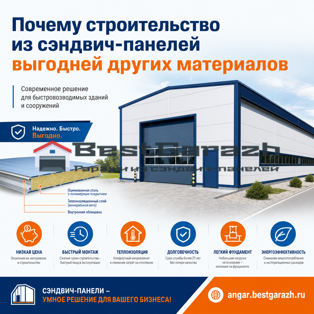 Почему строительство из сэндвич-панелей выгодней других материалов