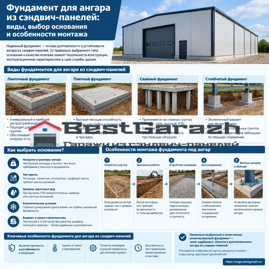 Фундамент для ангара из сэндвич-панелей